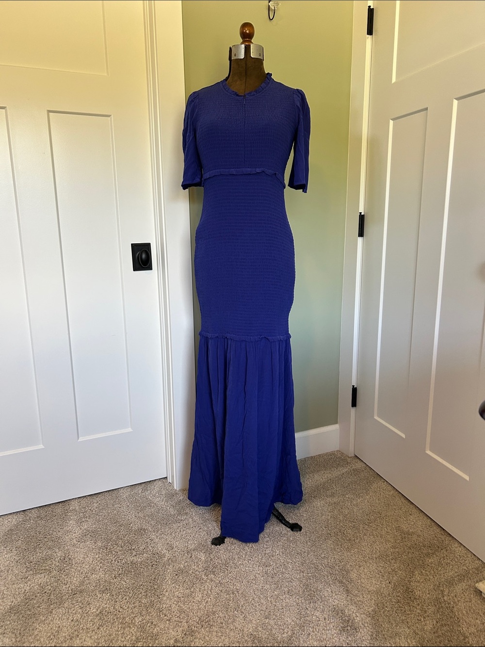 Seraphine Luxe maternity cobalt blue dress nwt short sleeve maxi for fall winter